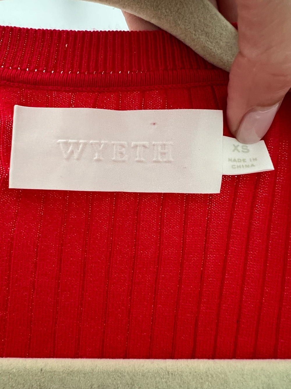Wyeth Red Ribbed Long Dress with Matching Cardigan - Picture 7 of 8